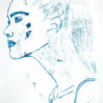 Student artwork of a side portrait of a girl