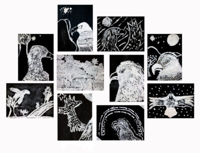 Aboriginal Bunjil-inspired student artwork