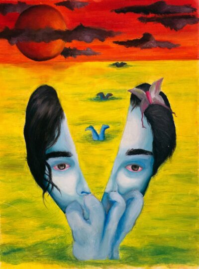 Student artwork of a surrealist portrait