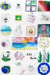 Embroidery on textile, a whole-class project, Year 9, Melbourne Rudolf Steiner School Student artwork of a textile quilt