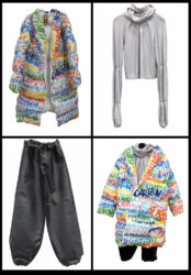 Cotton, polyester, vinyl, wool, printed tyvek, by Elspeth Chirmuley, Year 12, Methodist Ladies’ College (MLC) Student artwork of a hand made winter outfit with puffer jacket