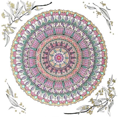 Pen, pastel and pencil on paper by Ranithri Rajapakse, Year 12, Overnewton Anglican Community College Student artwork of a mandala