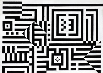 Acrylic on canvas by Mark Shvartsman, Year 10, The King David School Student artwork of black illusion lines