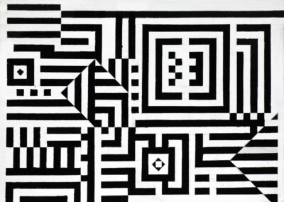 Acrylic on canvas by Mark Shvartsman, Year 10, The King David School Student artwork of black illusion lines