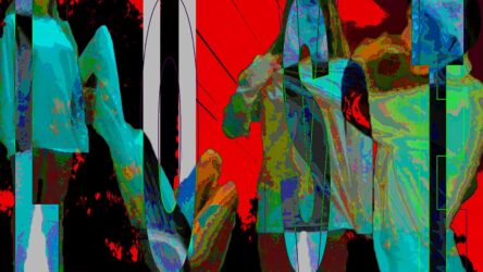 Digital image print on paper by Jonah Epstein, Year 12, The King David School Student artwork of silhouettes in colour