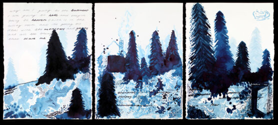 Ink on paper by Mayani Wise, Year 11, The King David School Student artwork of a mind map with trees