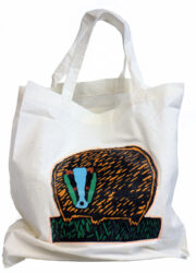 Print and Textile on Cotton by Kai Westwood, Year 7, Lakeside College Student artwork of badger tote bag
