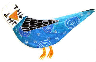 Paint and Pen on Cardboard by Marlo McCulloch, Year 4, Kilvington Grammar School Student artwork of a bird