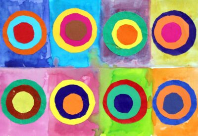 Watercolour and Collage on Paper by Indiana-Rae Laiacona, Year 2, The Maharishi School Student artwork of concentric circles
