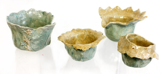 Ceramic by Eden Heinrich, Year 10, Trinity Lutheran College Student sculptures of flower vases