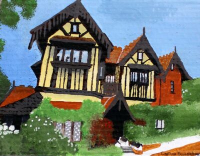 Acrylic on canvas by Caitlin Eccleston, Year 9, Strathcona Baptist Girls Grammar School Student artwork of a house