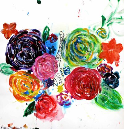 Acrylic and Pen on Paper by Brianna Bartlett, Year 9, Ballarat Christian College Student artwork of flowers