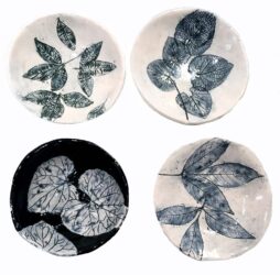 Glazed Ceramic by Ashleigh Ford, Year 11, Mentone Girls’ Grammar School Student artwork of ceramic bowls with leaves