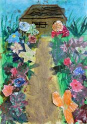 Mixed Media on Paper by Alec Sharan, Year 2, The Maharishi School Student artwork of Monet's magical garden