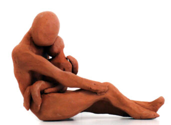 Terracotta Clay by Sevava Reardon, Year 9, Trinity Lutheran College Student sculpture of a mother holding her son