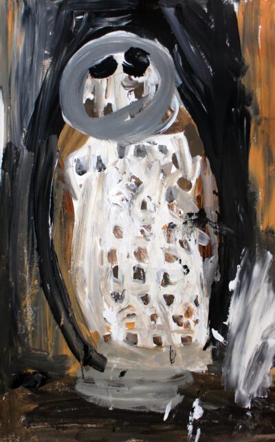 Acrylic on Paper by Phoebe Dixon, Year 4, Lakeside College Student artwork of an owl