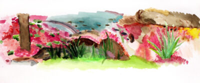 Acrylic on Paper by Jessye Letman, Year 9, Ballarat Christian College Student artwork of a landscape