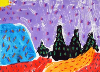 Monoprint and Pastel on Paper by Priya Nair, Year 6, Northside Christian College Student artwork inspired by Van Gogh