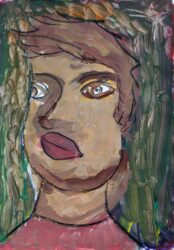 Paint and Oil Pastel on Paper by Jamie Gioskos, Year 5, The Maharishi School Student artwork of a portrait