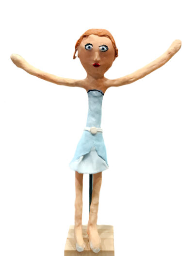 MagiClay Sculpture by Aspen Thomas, Year 9, Cathedral College Wangaratta Student artwork of a woman with her arms wide