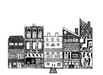 Print on Paper by Jack Lewis, Dougal Mann, Zac Pringle, Kody Roth, Lachlan Tonissen, Year 11, The Hamilton and Alexandra College Student artwork of black and white streetscape