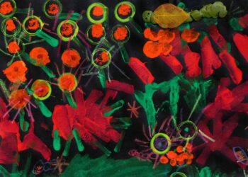 Mixed Media on Paper by Ava Jane Wedding, Year 1, Northside Christian College Student artwork of a garden