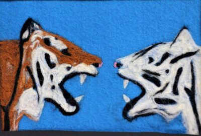 Dry Felting by Samar Zildic, Year 10, Sirius College Student artwork of two felt wolves