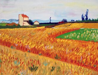 Acrylic and Impasto Medium on Canvas by Amy Pontifex, Year 10, Kilvington Grammar School Student artwork of Van Gogh's Wheatfield