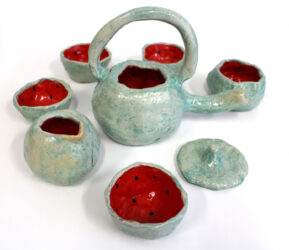 Ceramic by Clancy Lyons, Year 9, Trinity Lutheran College Student sculpture of a ceramic tea set