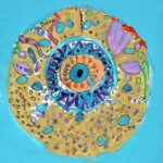 Student artwork of art and petrie dishes