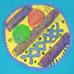 Student artwork of art and petrie dishes