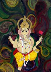 Mixed Media on Paper by Iona Marsden-Sweeney, Year 11 , Girton Grammar School Student artwork of Ganesha