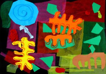 Tissue and Coloured Paper Collage by Abdulwadud Hussan, Year 1, Al Siraat College Student artwork inspired by Matisse