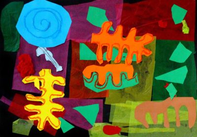 Tissue and Coloured Paper Collage by Abdulwadud Hussan, Year 1, Al Siraat College Student artwork inspired by Matisse