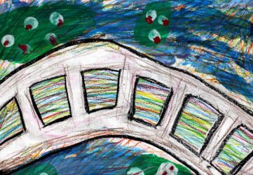 Acrylic on Paper by Rehan Ahmad, Year 2, Al Siraat College Student artwork of Monet's bridge