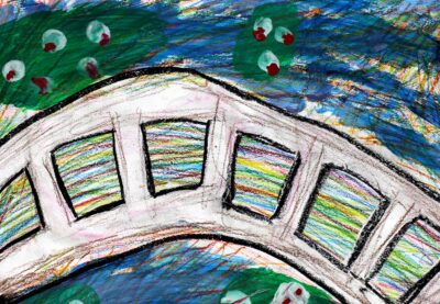 Acrylic on Paper by Rehan Ahmad, Year 2, Al Siraat College Student artwork of Monet's bridge