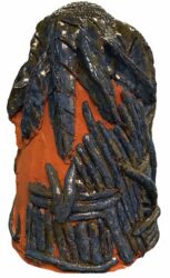 Terracotta with Oxide by Nada Ibrahim and Fardosa Hassan, Year 9, Al Siraat College Student artwork of a terracotta pot