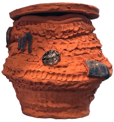 Terracotta and Oxide by Hafsa Sarwar and Heeba Zehra, Year 9, Al Siraat College Student artwork of a terracotta pot