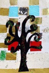 Paper and Glitter Collage by Aya Abou Karnib, Year 4, Al Siraat College Student artwork of a tree
