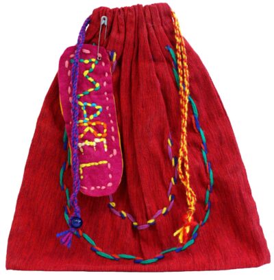 Fabric and Wool by Mabel Ferguson, Class 1, Ballarat Steiner School and Kindergarten Student artwork of a stitched bag