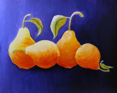 Acrylic on Card by Iris Kewen, Year 7, Firbank Grammar School Student artwork of pears
