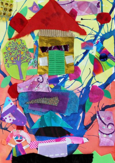 Mixed Media on Paper by Cordelia Gaussen, Year 2, Good Shepherd Lutheran Primary School Student artwork of a mixed media house