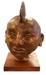 Air Dry Clay by Caleb Hart, Year 10, Christway College Student artwork of a clay bust with a mohawk