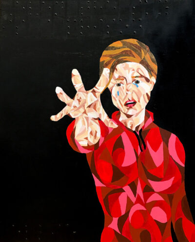 Acrylic on Canvas by Ellie Denyer, Year 11, Hillcrest Christian College Student artwork of a crying woman