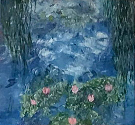 Acrylic on Card by Selin Yavuz, Year 9, Ilim College Student artwork of a Monet inspired landscape