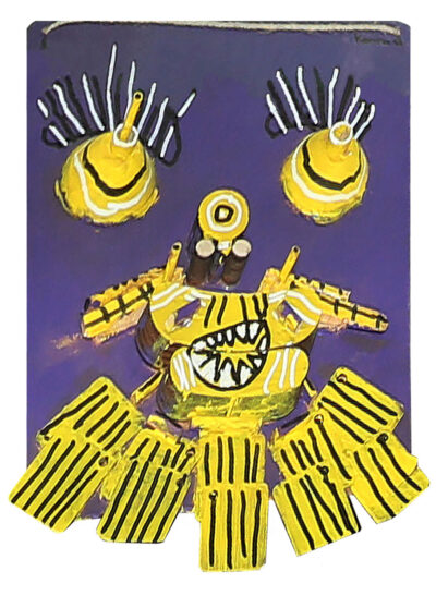 Recycled Materials by Konrad Rech, Year 2, Melbourne Montessori School Student artwork of a mask