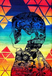 Mixed Media on Paper by Rachel Grimaud, Year 8, Overnewton Anglican Community College Student artwork of an abstract portrait