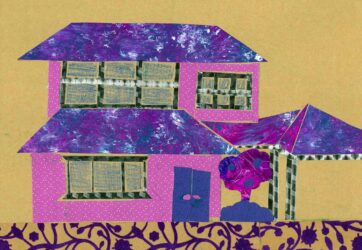 Digital image of Collage on Paper by Edie Wadeson, Year 6, St Leonard’s College Student artwork of an Arkley-inspired house