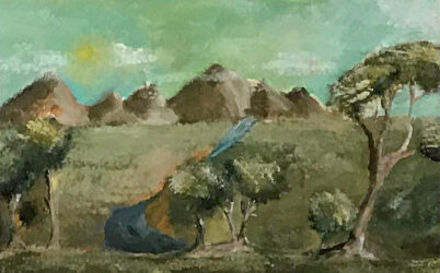 Acrylic on Canavs by Alia Van Der Straaten, Year 8, St Leonard’s College Student artwork of a landscape