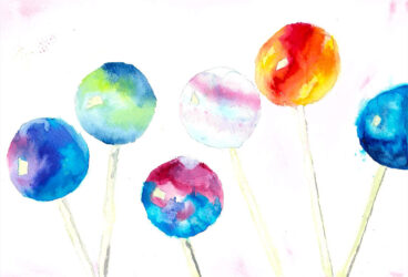 Digital image of Watercolour on Paper by Kathleen Whip, Year 6, St Leonard’s College Student artwork of lollipops